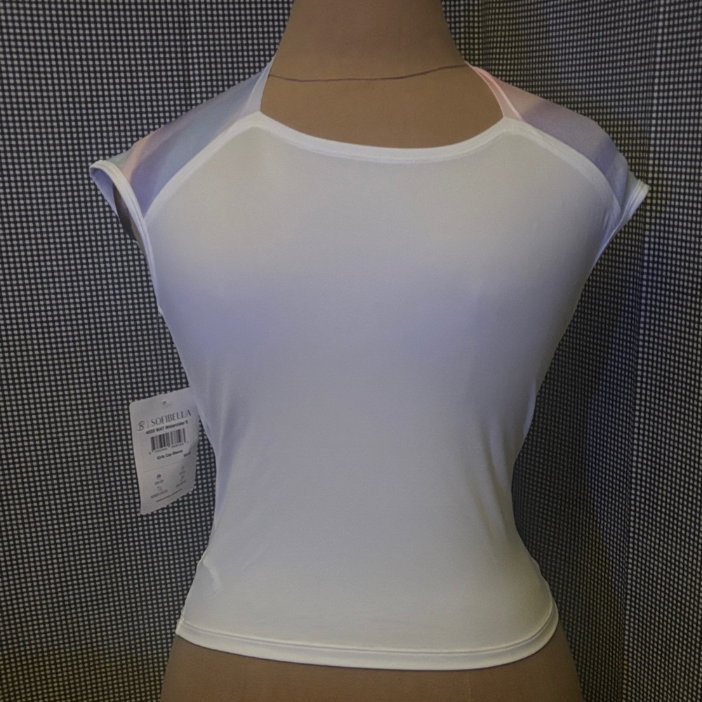 Sofibella Girls White Short Sleeve Tennis Prep Athletic Top S Candycore Pastel